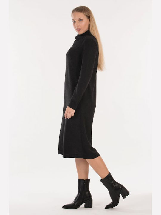 BelleFille All Day Long Sleeve Knitted Mini Dress Black