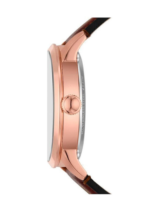 Fossil Townsman Ceas Barbati 44mm Baterie cu Curea din Piele Maro
