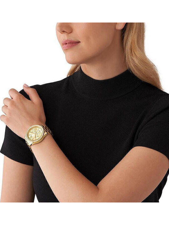 Michael Kors Wren Ανδρικό Ρολόι Χρονογράφος Μπαταρίας με Χρυσό Μεταλλικό Μπρασελέ