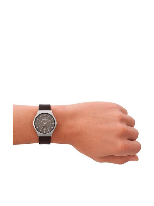 Skagen Sundby Ανδρικό Ρολόι 40mm Μπαταρίας με Καφέ Δερμάτινο Λουράκι
