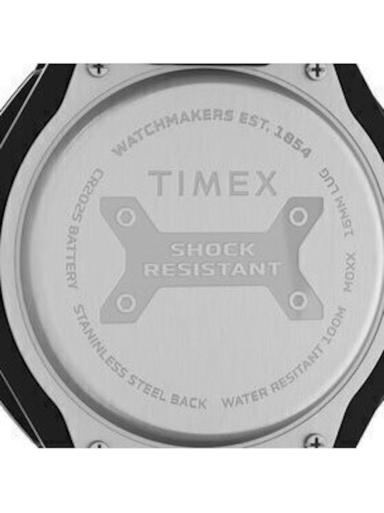 Timex Ανδρικό Ρολόι 45mm Μπαταρίας με Μαύρο Καουτσούκ Λουράκι