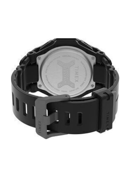 Timex Ανδρικό Ρολόι 45mm Μπαταρίας με Μαύρο Καουτσούκ Λουράκι