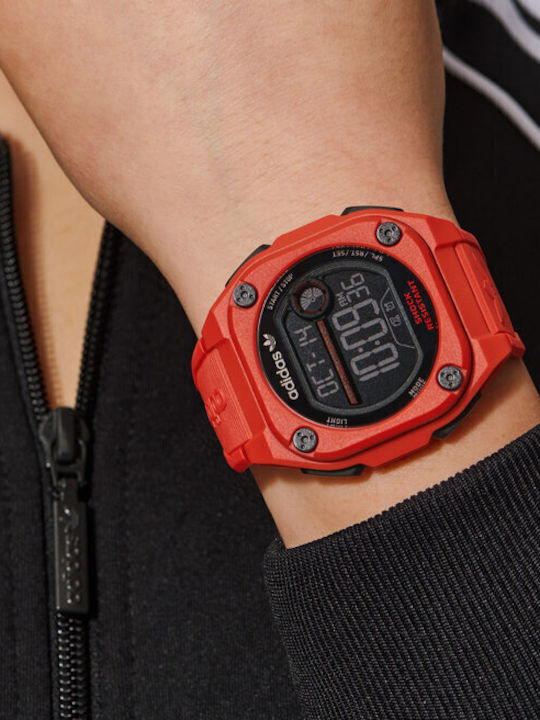adidas City Tech Two Herrenuhr 45mm Batterie mit Roter Gummi-Farbe