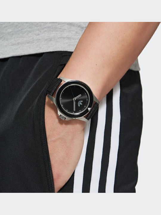 adidas Expression One Ανδρικό Ρολόι 44mm Μπαταρίας με Ασημί Υφασμάτινο Λουράκι