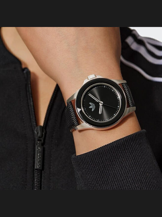 adidas Expression One Ανδρικό Ρολόι 44mm Μπαταρίας με Ασημί Υφασμάτινο Λουράκι