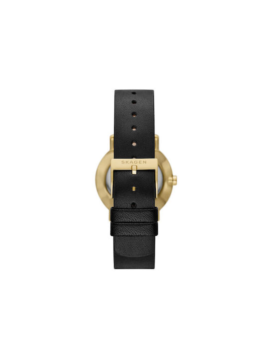 Skagen Watch with Black Leather Strap