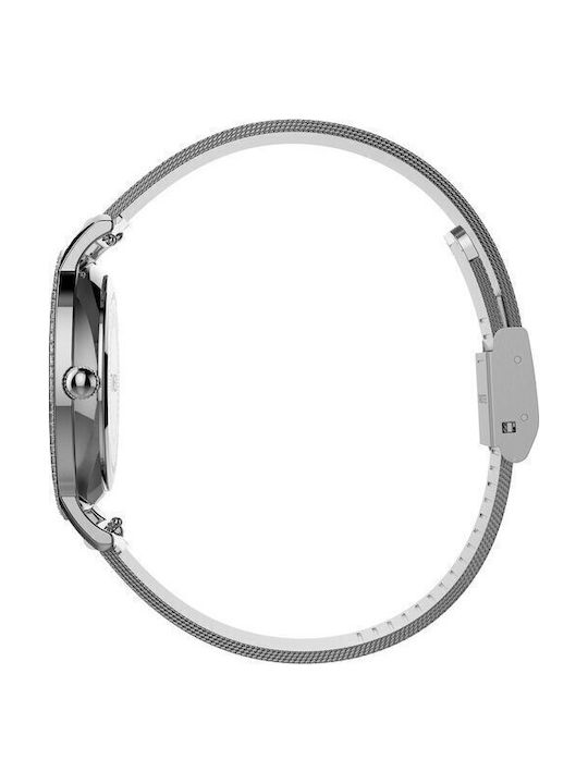 Timex Γυναικείο Ρολόι 34mm Μπαταρίας με Ασημί Μεταλλικό Μπρασελέ