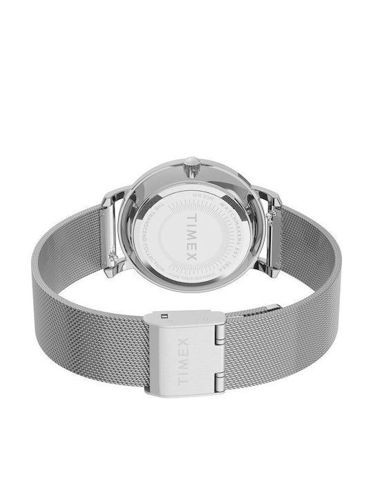 Timex Γυναικείο Ρολόι 34mm Μπαταρίας με Ασημί Μεταλλικό Μπρασελέ