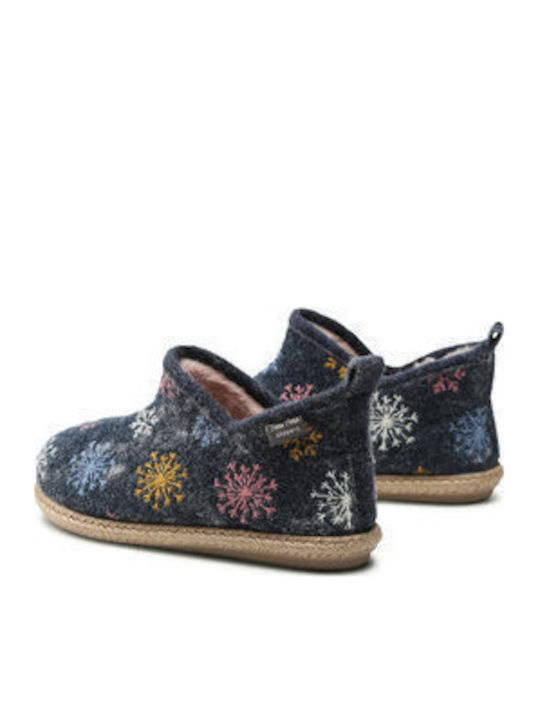 Geschlossene Damen Hausschuhe Marineblau