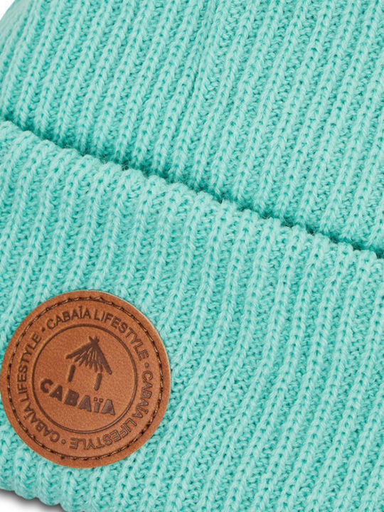 Beanie Frauen Beanie mit Rippstrick in Türkis Farbe