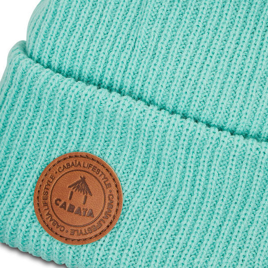 Beanie Γυναικείος Σκούφος με Rib Πλέξη σε Τιρκουάζ χρώμα