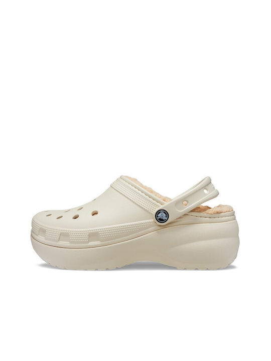 Crocs Classic Platform Lined Clog Clogs Beige 207938-2Y2