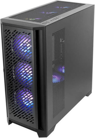 Supercase 29a Series Ackerman Gaming Midi Tower Κουτί Υπολογιστή με Πλαϊνό Παράθυρο και RGB Φωτισμό Μαύρο