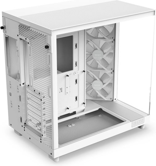 NZXT H6 Flow RGB Геймърско бюро Midi Tower Компютърна кутия със страничен прозорец Бял