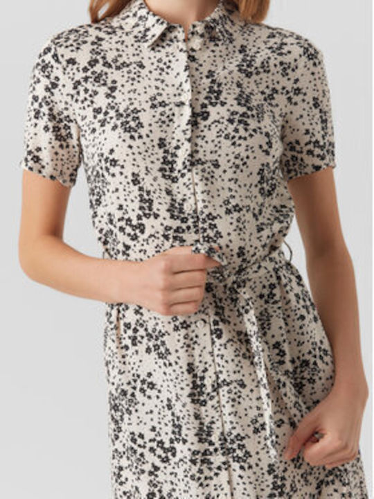 Vero Moda Mini Shirt Dress Dress with Slit Beige