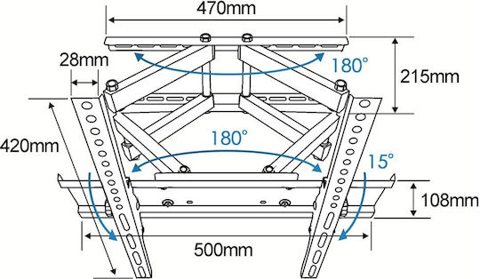 Esperanza ERW004 Βάση Τηλεόρασης Τοίχου έως 70" και 55kg Μαύρο