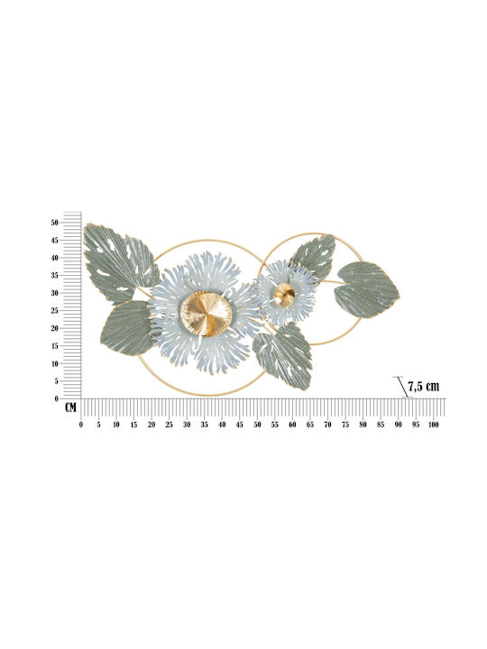 Mauro F Wall Decor Green Made of Metal 90.5x7.5x50cm