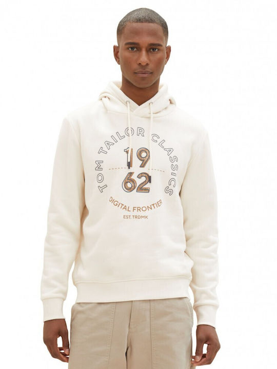 Tom Tailor Men's Sweatshirt with Hood Ecru