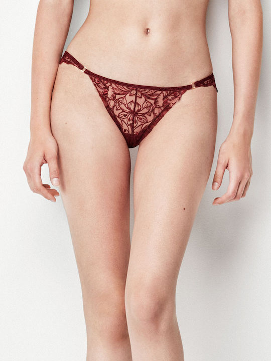 Gisela Spitzen Unterwäsche-Set für Damen BH mit Brasilien Burgundy