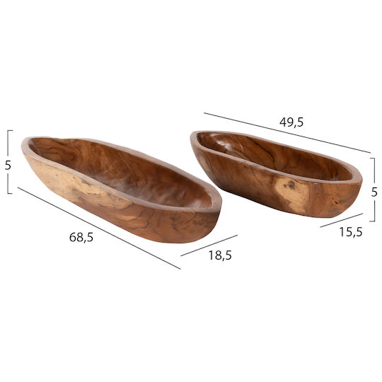 HomeMarkt Bol Decorativ Lemn Galben 68.5x18.5x9cm 1buc