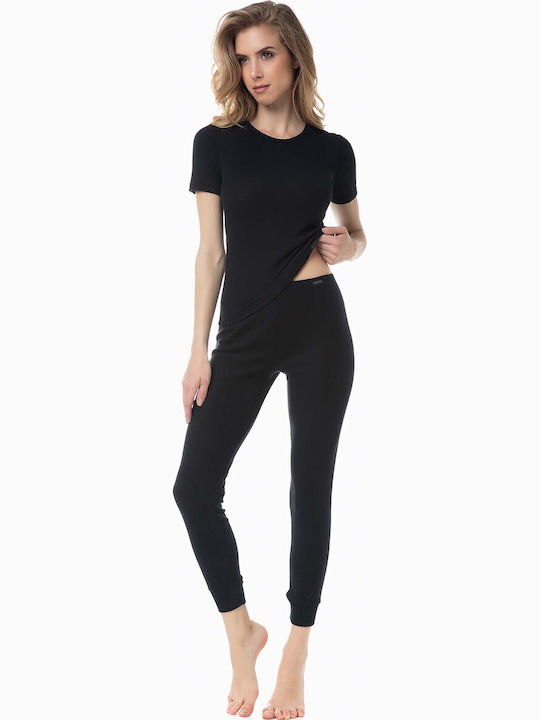 Minerva Damen Thermo Kurzarmshirt Schwarz