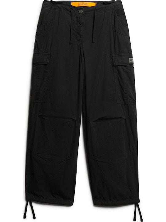 Γυναικείο Υφασμάτινο Παντελόνι σε Baggy Γραμμή Μαύρο