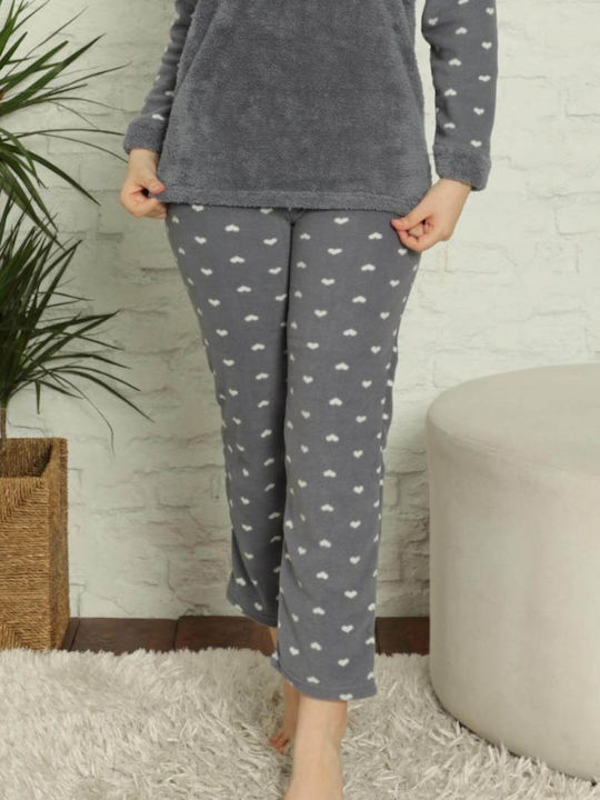 Akasya Kids Pajamas Winter Fleece Gray