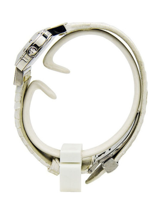 Versace Hipodrome Women's Watch with White Leather Strap