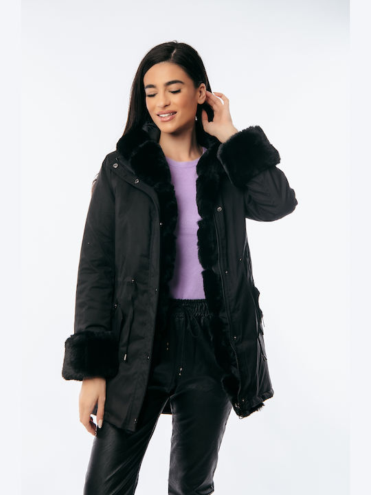 Lungă Jachetă de femei Puffer Black