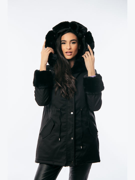 Lungă Jachetă de femei Puffer Black