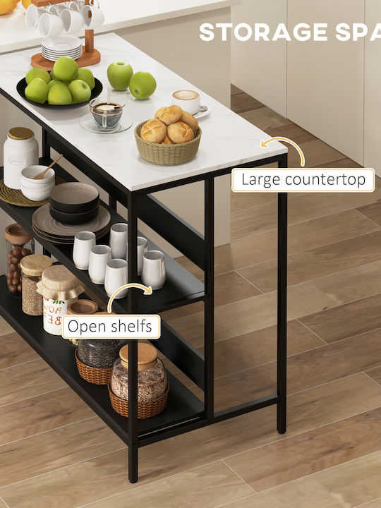 HomCom HomCom Kitchen Rack Metallic 3 Tiers Black 100x50x90cm