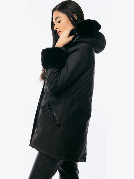 Lungă Jachetă de femei Puffer Black