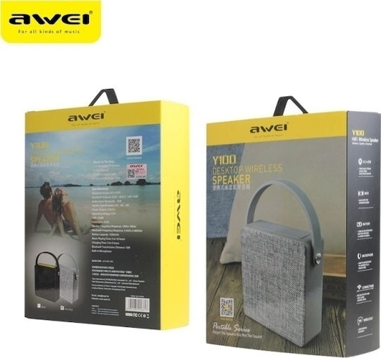 Awei Y100 Ηχείο Bluetooth με Διάρκεια Μπαταρίας έως 4 ώρες Γκρι