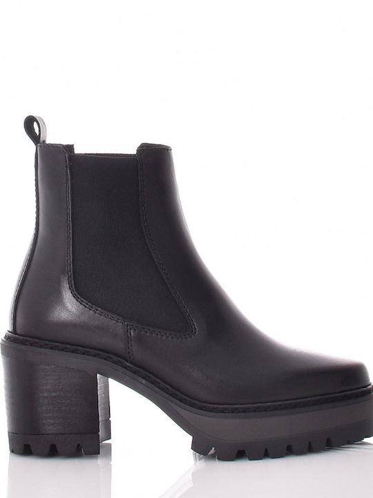 Alpe Leather Women's Ankle Boots with Medium Heel Black