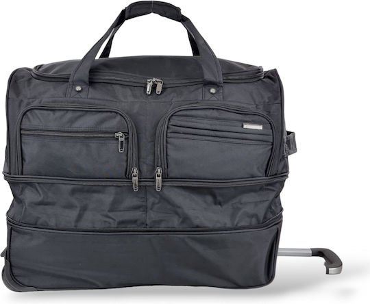 Playbags Σακ Βουαγιάζ 90lt Μαύρο με Ρόδες Υφασμάτινο Μ59xΠ21xΥ27εκ.