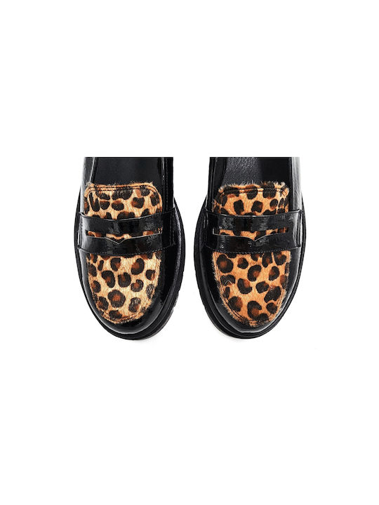 Sarigiannis Lac Mocasini dama Black/Leopard