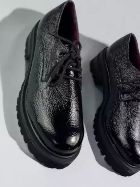 Women's Patent Leather Oxford Shoes Black