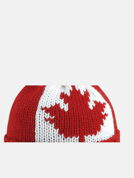 Pom Pom Beanie Unisex Beanie Knitted in Red color