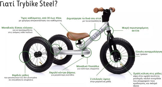Trybike Τρίκυκλο Ποδήλατο με Χειρολαβή Γονέα για 5+ Ετών Ροζ
