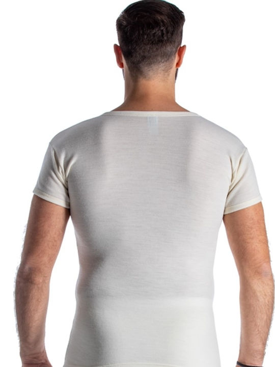 Koussis Men's Short Sleeve Undershirts Εκρού 1Pachet