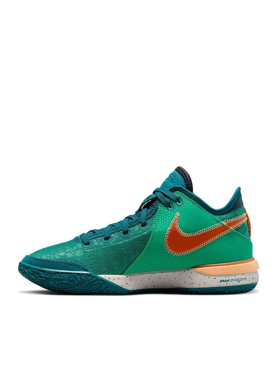 LeBron NXXT Genisus Niedrig Basketballschuhe Geode Teal / Melon Tint / Stadium Green / Campfire Orange