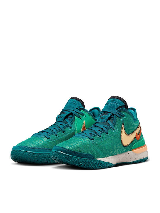 LeBron NXXT Genisus Niedrig Basketballschuhe Geode Teal / Melon Tint / Stadium Green / Campfire Orange