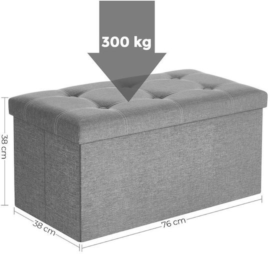 Stool For Living Room With Storage Space Upholstered with Fabric Gray 76x38x38cm