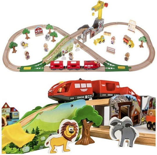 Kruzzel Eisenbahn Set mit Zug aus Holz für 3+ Jahre alt+ Jahre