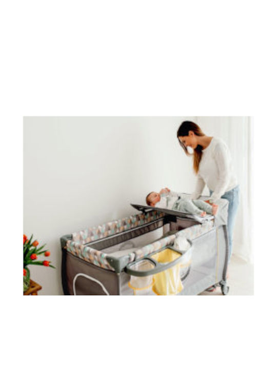 Lionelo Sven Plus Playpen 2 Levels with Changing Table & Mattress Grey Stone 127x65cm