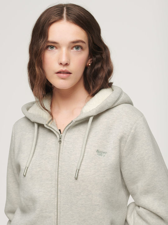 Essential Borg Women's Sweatshirt Sherpa Hooded Light Grey Melange