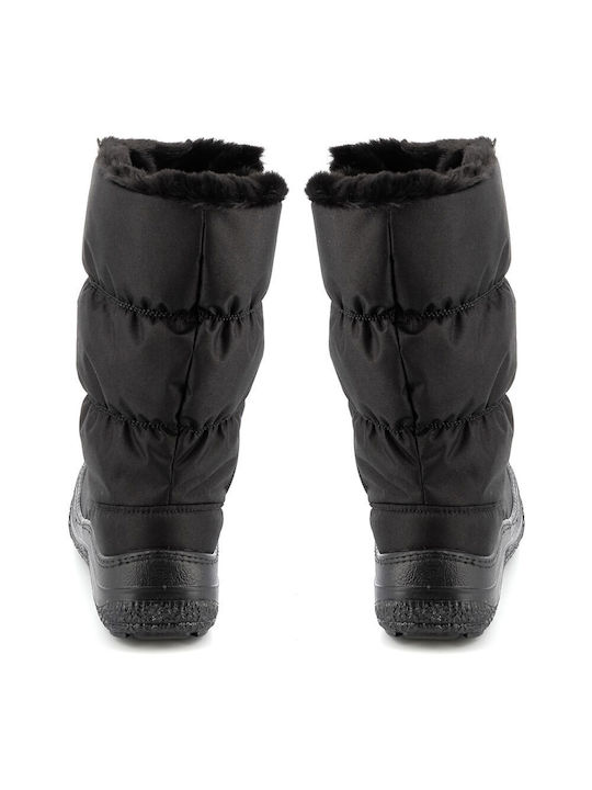 Adam's Shoes Synthetic Leather Snow Boots with Fur Antartica Black