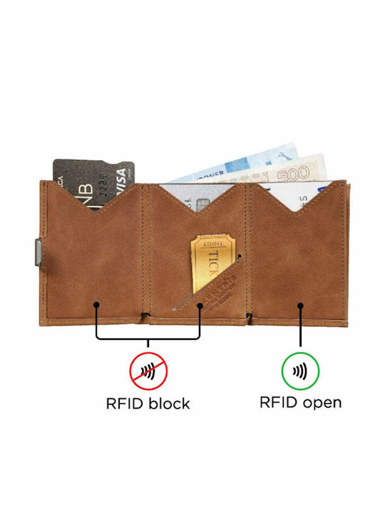 Leather Men's Wallet Cards with RFID Brown