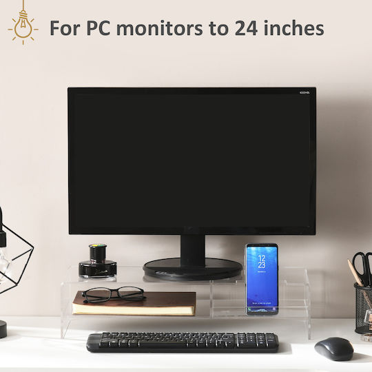 HomCom Pc 24 Max Επιτραπέζια Βάση Οθόνης έως 24" Διάφανη