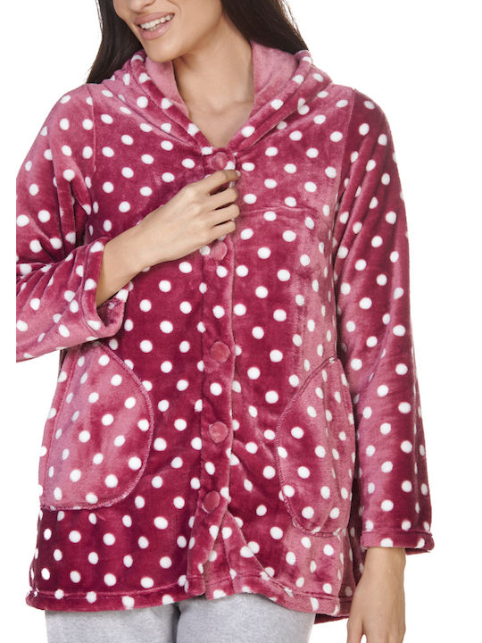 Comfort Winter Damen Vlies Robe Fuchsia